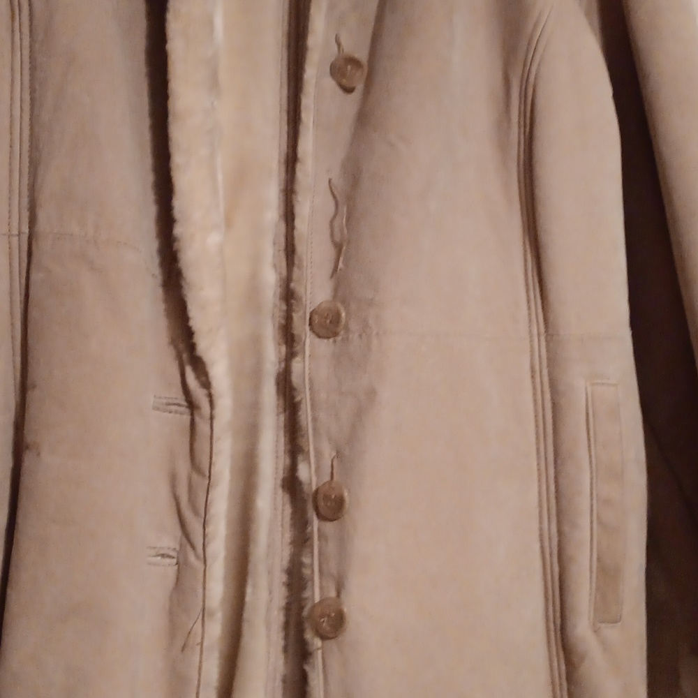 Furry Warm Beige Suede Coat! - Picture 8 of 11